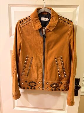 Coach Studded Suede Jacket - Caramel